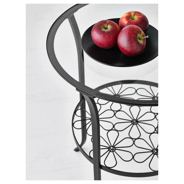 KLINGSBO - Coffee table, black/transparent glass, 49x62 cm - best price from Maltashopper.com 20128564