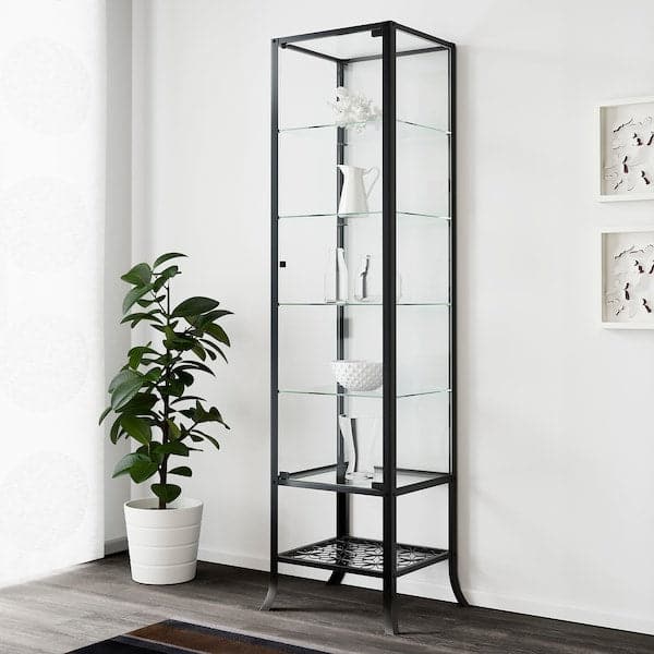 KLINGSBO - Vetrina, nero/vetro trasparente, 45x180 cm , 45x180 cm - best price from Maltashopper.com 60128562