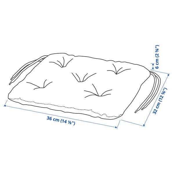 Ikea KLÖSAN - Cushion for outdoor chair, blue,36x32 cm
