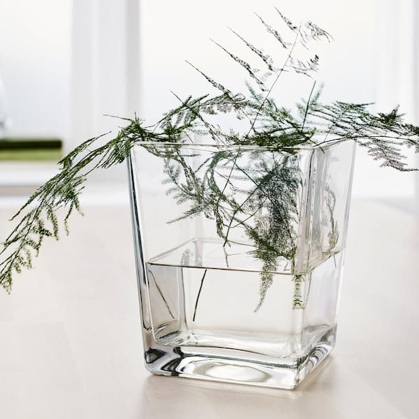 Ikea KLOTTRIG Vase - transparent glass 17 cm , 17 cm