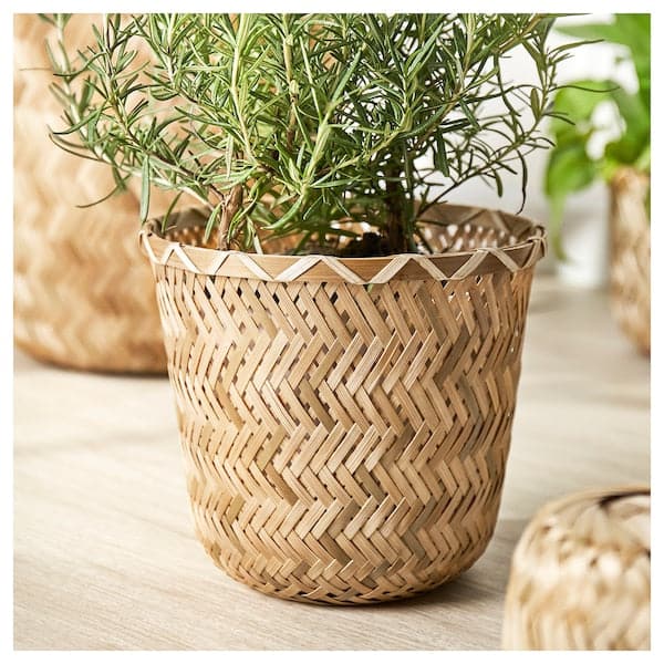 Ikea KLYNNON - Plant pot, handmade bamboo, 15 cm