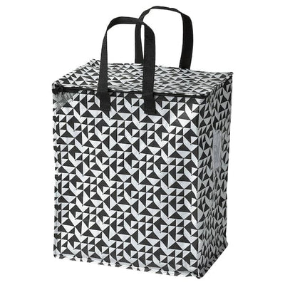 KNALLA - Bag, black/white, 40x25x47 cm/47 l - best price from Maltashopper.com 00473693
