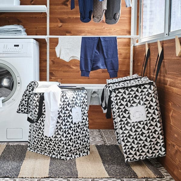 KNALLA - Bag, black/white, 40x25x47 cm/47 l - best price from Maltashopper.com 00473693