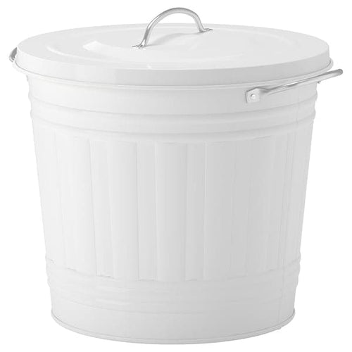 KNODD - Bin with lid, white, 16 l