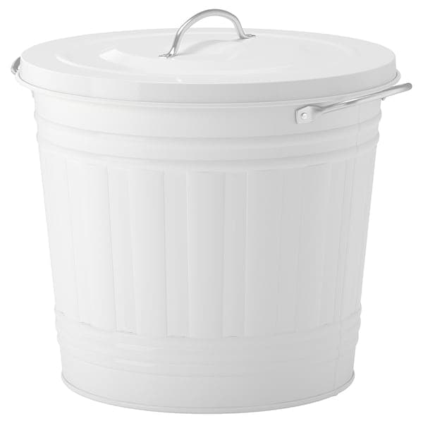 KNODD - Bin with lid, white, 16 l