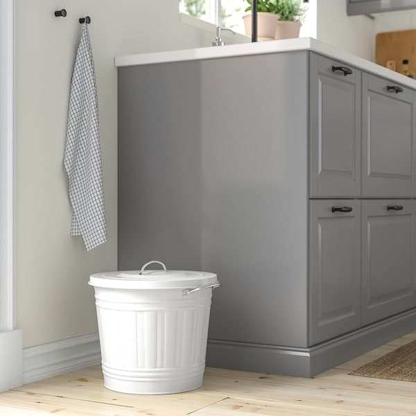 Ikea KNODD - Bin with lid, white, 16 l