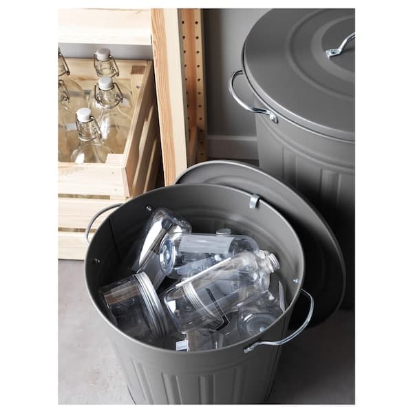 Ikea KNODD - Bin with lid, grey, 16 l