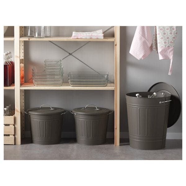 KNODD - Bin with lid, grey, 16 l - best price from Maltashopper.com 60312249