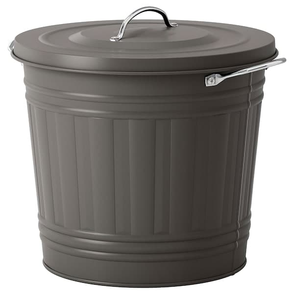 Ikea KNODD - Bin with lid, grey, 16 l