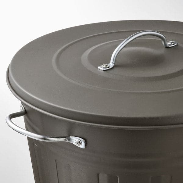 KNODD - Bin with lid, grey
