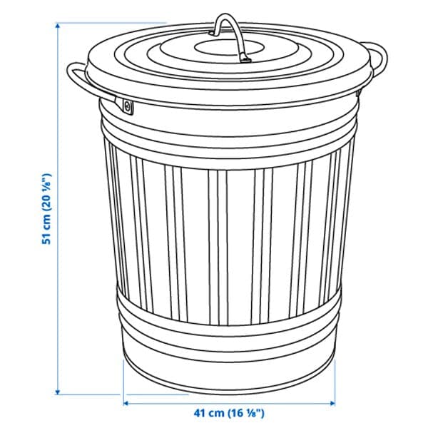 Ikea KNODD - Bin with lid, grey, 40 l