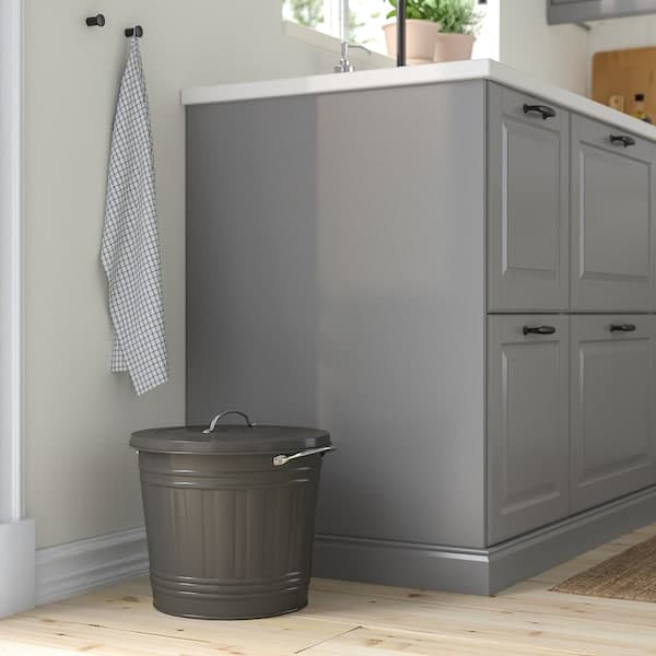 Ikea KNODD - Bin with lid, grey, 16 l