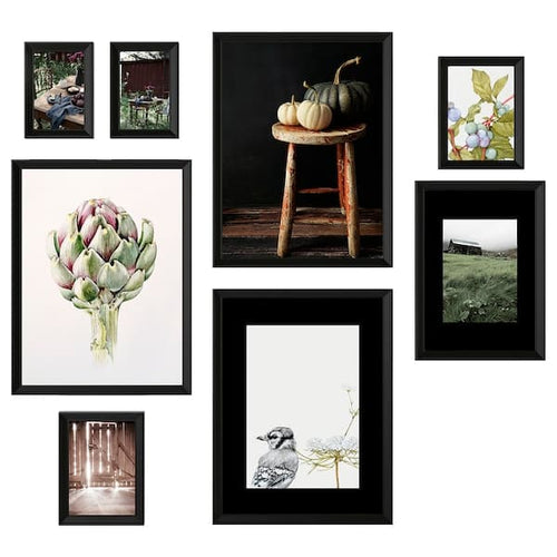 KNOPPÄNG - Frame with poster, set of 8, Life in the countryside