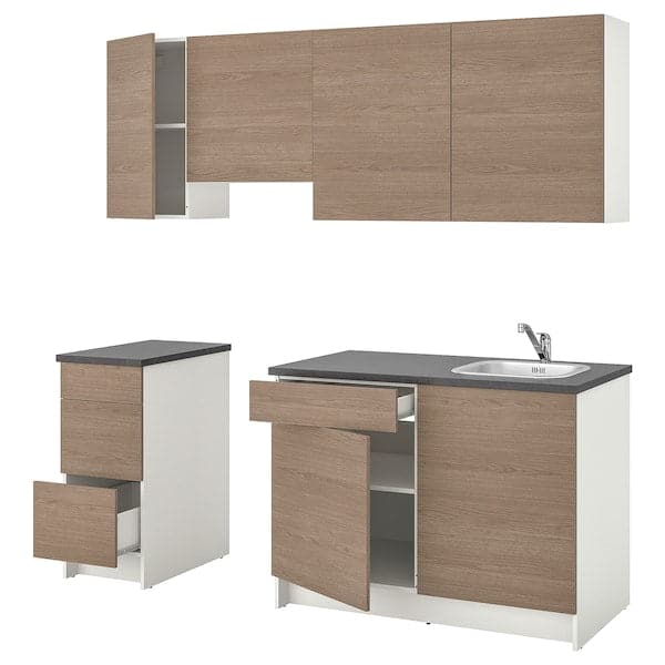 KNOXHULT Kitchen - wood effect grey 220x61x220 cm , 220x61x220 cm