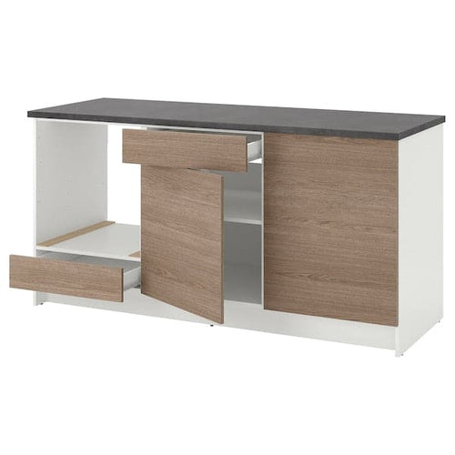 KNOXHULT Mobile base with doors and drawer - wood/gray effect 180 cm , 180 cm