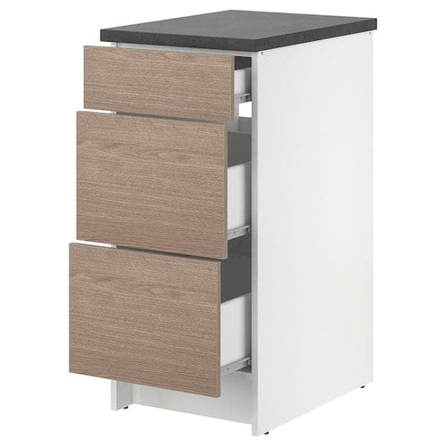 KNOXHULT Mobile base with drawers - wood/gray effect 40 cm , 40 cm