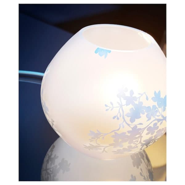 Ikea KNUBBIG Table lamp - white cherry blossoms 18 cm ,