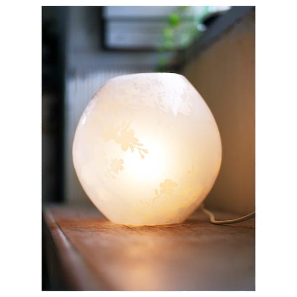 Ikea KNUBBIG Table lamp - white cherry blossoms 18 cm ,