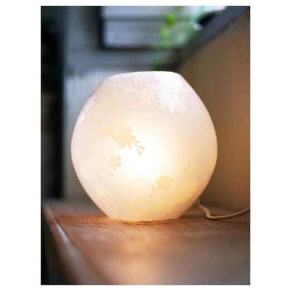 KNUBBIG Table lamp - white cherry blossoms 18 cm , - best price from Maltashopper.com 00221596