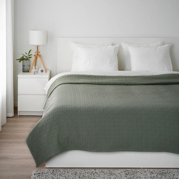 Ikea KÖLAX - Bedspread, grey-green, 230x250 cm