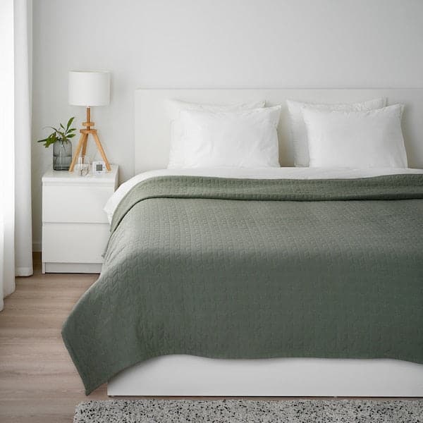 KÖLAX - Bedspread, grey-green, 230x250 cm - best price from Maltashopper.com 70513426