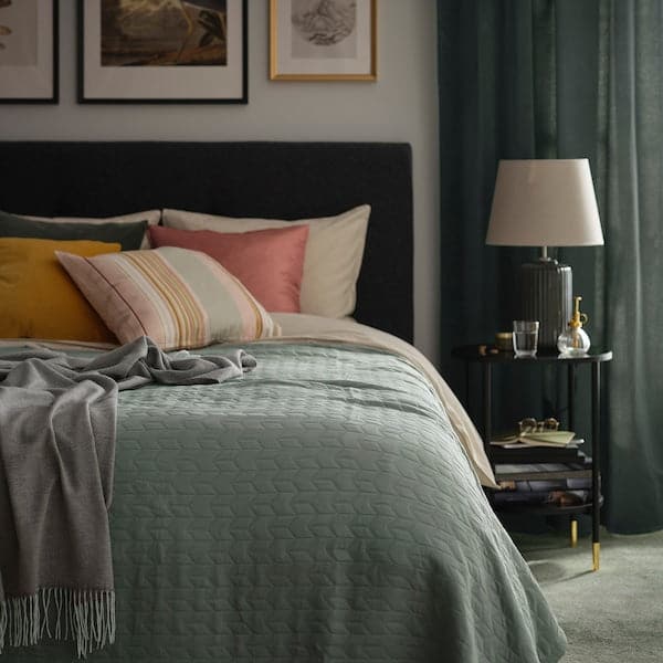 Ikea KÖLAX - Bedspread, grey-green, 230x250 cm