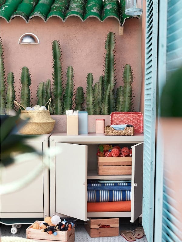 KOLBJÖRN - Cabinet in/outdoor, beige , 80x81 cm - Premium Bookcases & Standing Shelves from Ikea - Just €128.99! Shop now at Maltashopper.com