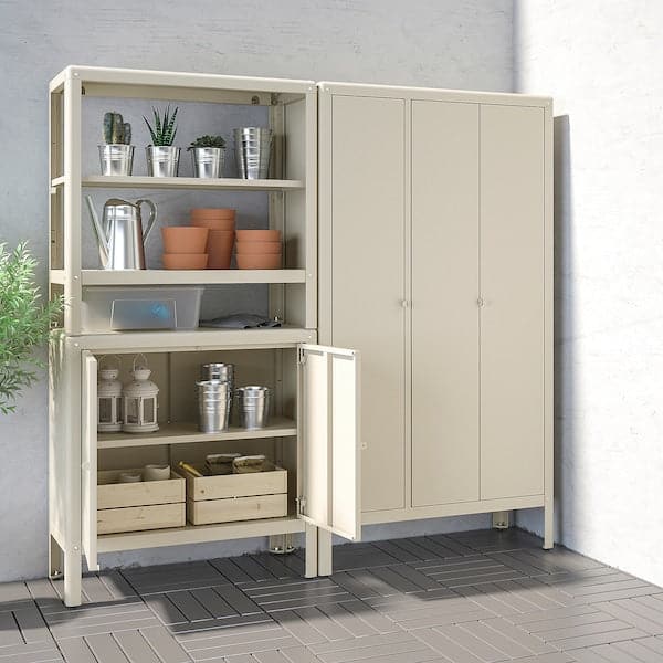 Ikea KOLBJÖRN - Shelving unit with 2 cabinets, beige, 171x37x161 cm