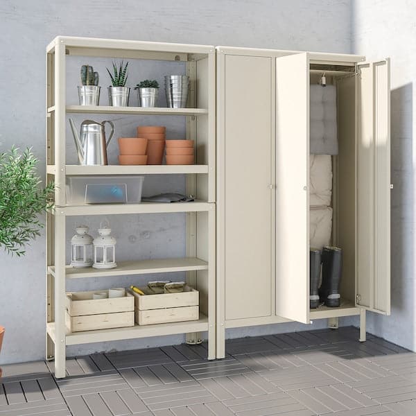 Ikea KOLBJÖRN - Shelving unit with cabinet, beige, 171x37x161 cm