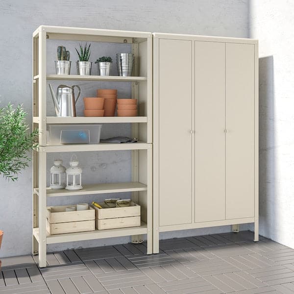 Ikea KOLBJÖRN - Shelving unit with cabinet, beige, 171x37x161 cm