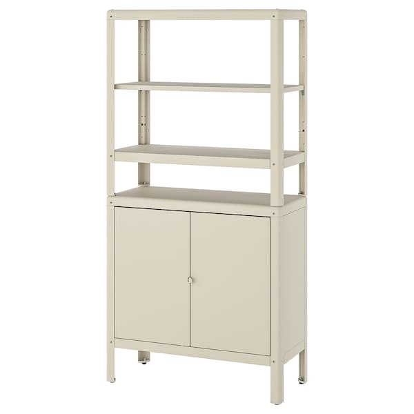 KOLBJÖRN - Shelving unit with cabinet, beige, 80x37x161 cm - best price from Maltashopper.com 19291645