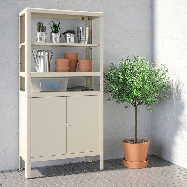 KOLBJÖRN - Shelving unit with cabinet, beige, 80x37x161 cm - best price from Maltashopper.com 19291645