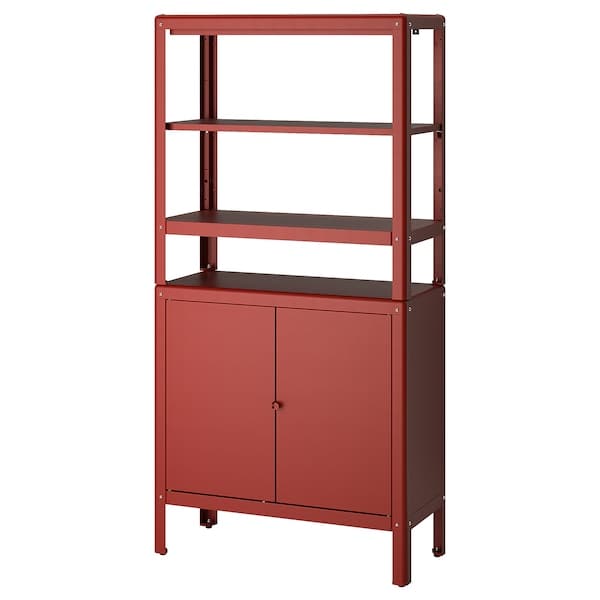 KOLBJÖRN - Shelving unit with cabinet, brown-red, 80x37x161 cm