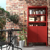KOLBJÖRN - Shelving unit with cabinet, brown-red, 80x37x161 cm - best price from Maltashopper.com 89497365