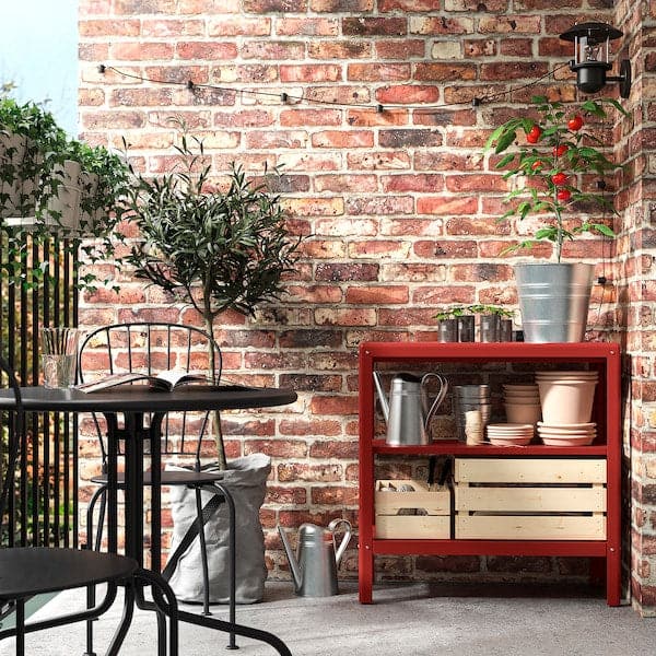 KOLBJÖRN - Shelving unit in/outdoor, brown-red, 80x81 cm