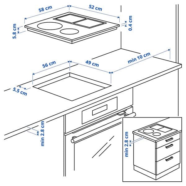 Ikea KOLSTAN - Induction hob, IKEA 500 white, 58 cm