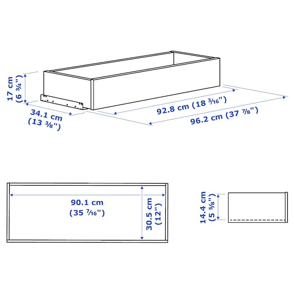 Ikea KOMPLEMENT - Drawer with framed front, white, 100x35 cm