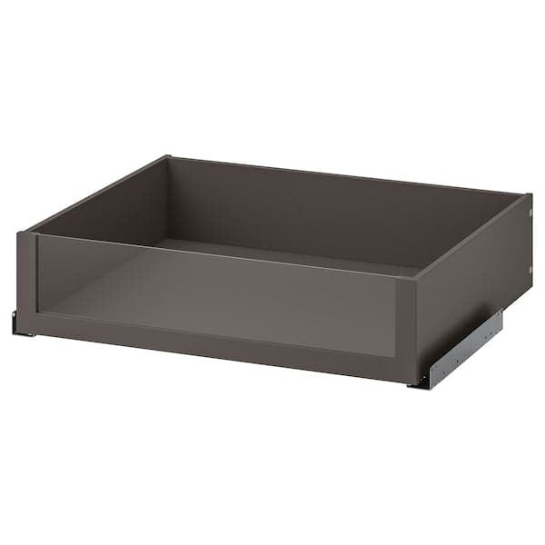 KOMPLEMENT - Drawer with glass front, dark grey, 75x58 cm