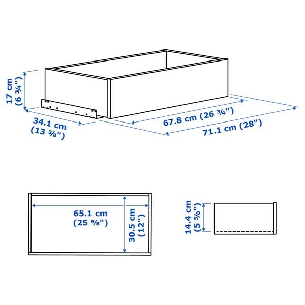 Ikea KOMPLEMENT - Drawer with framed glass front, white, 75x35 cm
