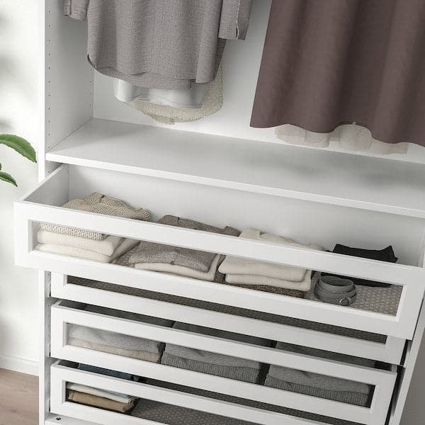 Ikea KOMPLEMENT - Drawer with framed glass front, white, 100x35 cm