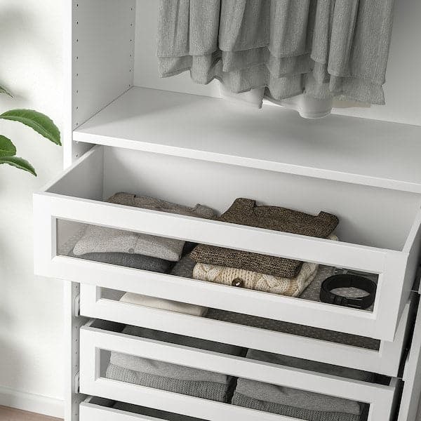 KOMPLEMENT - Drawer/glass front with frame, white, 75x35cm - best price from Maltashopper.com 50447017