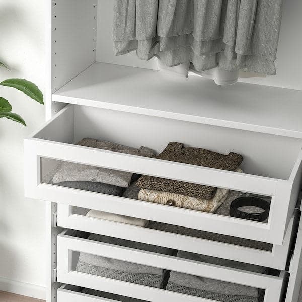 Ikea KOMPLEMENT - Drawer with framed glass front, white, 75x35 cm