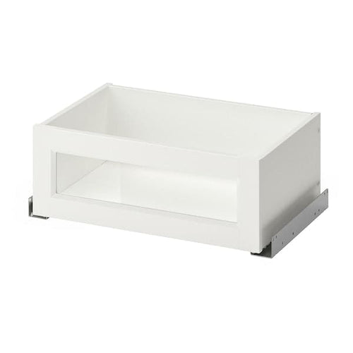 KOMPLEMENT - Glass drawer/front panel with frame, white, 50x35 cm
