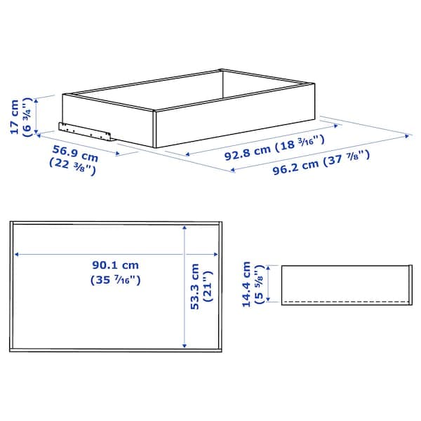 Ikea KOMPLEMENT - Drawer with framed glass front, dark grey, 100x58 cm