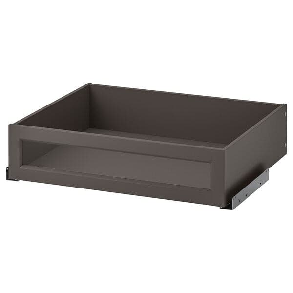 KOMPLEMENT - Drawer with framed glass front, dark grey, 75x58 cm