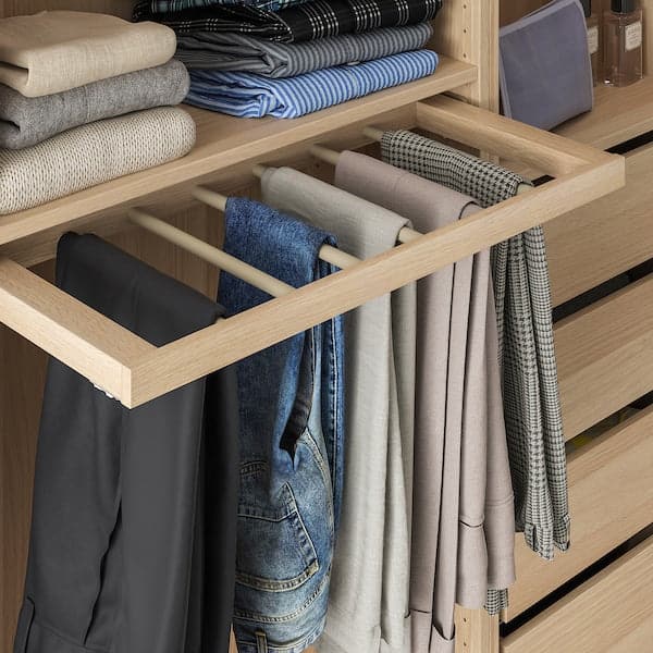 Ikea KOMPLEMENT - Pull-out trouser hanger, white stained oak effect, 75x35 cm