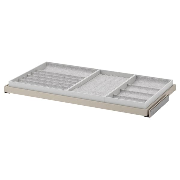 KOMPLEMENT - Pull-out tray with insert, beige/light grey, 100x58 cm - best price from Maltashopper.com 99437088
