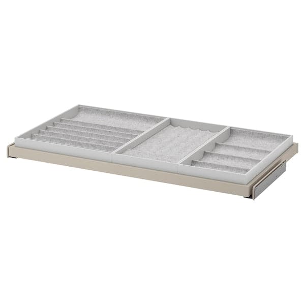 Ikea KOMPLEMENT - Pull-out tray with insert, grey-beige/light grey, 100x58 cm