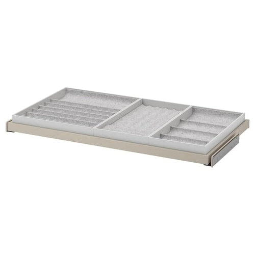 KOMPLEMENT - Pull-out tray with insert, grey-beige/light grey, 100x58 cm