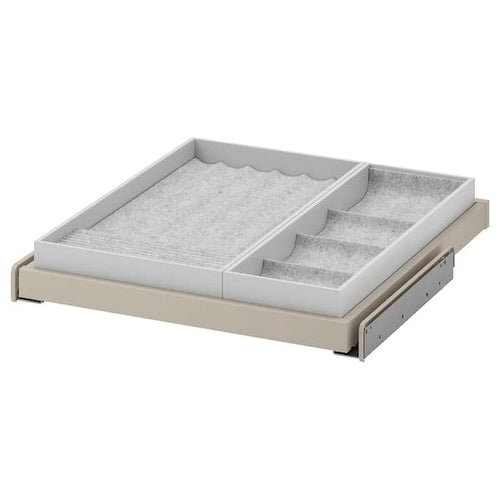 KOMPLEMENT - Pull-out tray with insert, grey-beige/light grey, 50x58 cm